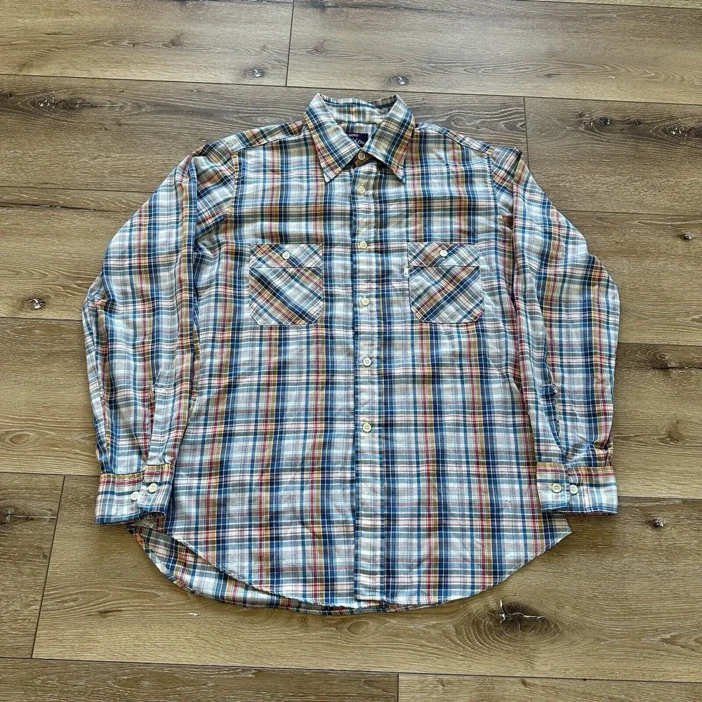 Vintage‎ Levi's Shirt Mens L Movin' On Plaid Button Up Western 80s Cotton